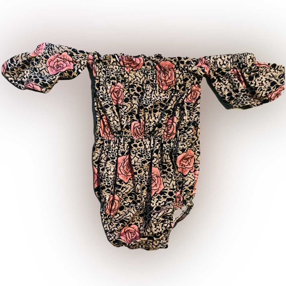 Boutique toddler off shoulder short sleeve romper 2T
